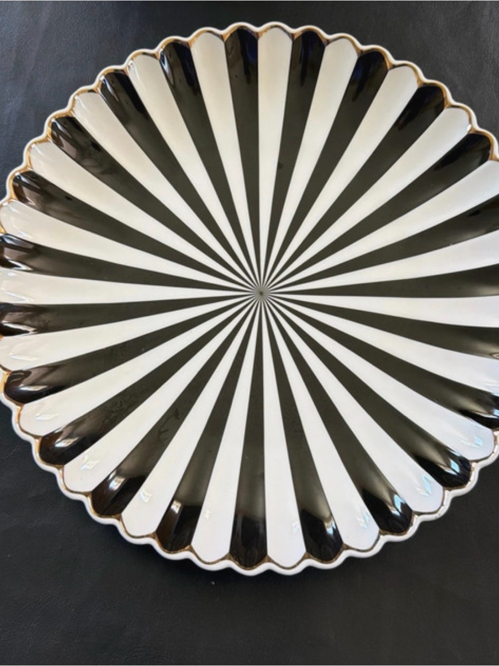 Grace vintage Decorative Black and White Radial Ceramic Serving Platter